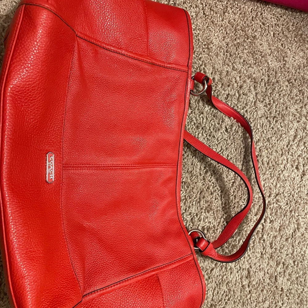 Coach Red Leather Tote